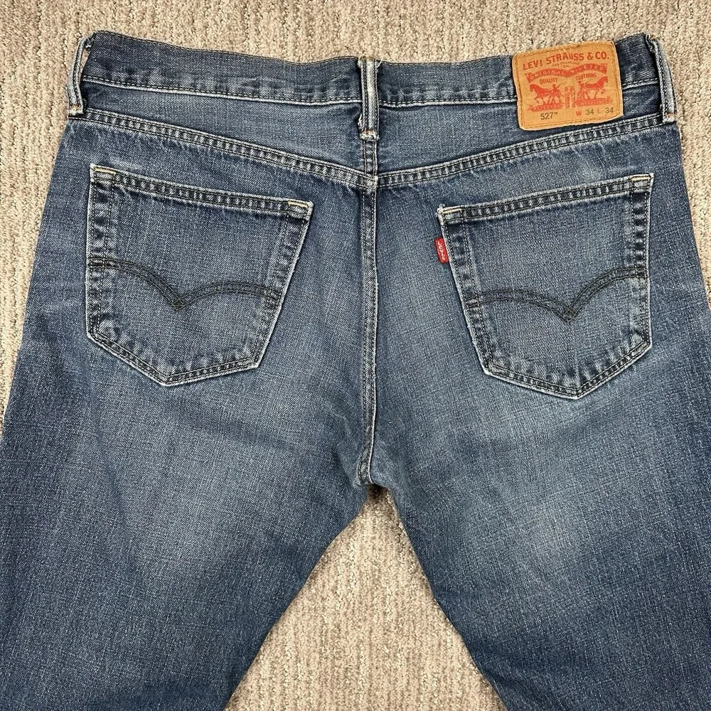 Levi's 527 Slim Bootcut Jeans Mens 34x34 Blue‎ Denim Low Rise Western Workwear